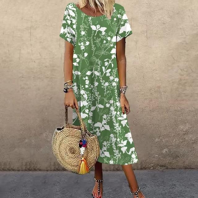 3D Digital Printing Dresses Women's Summer Short-sleeved O-neck Casual Loose Dress