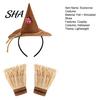 Elastic Headband for Costumes Scarecrow Costume Set, with Pointed Hat And Straw Retro Pieces Bracelets, Halloween Cosplay Farm Party Accessories