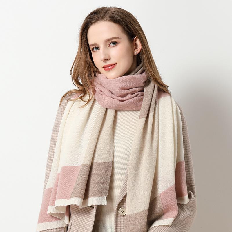 

Light luxury pure wool scarf women autumn and winter girls thickened shawl warm scarf birthday gift 180cm синій