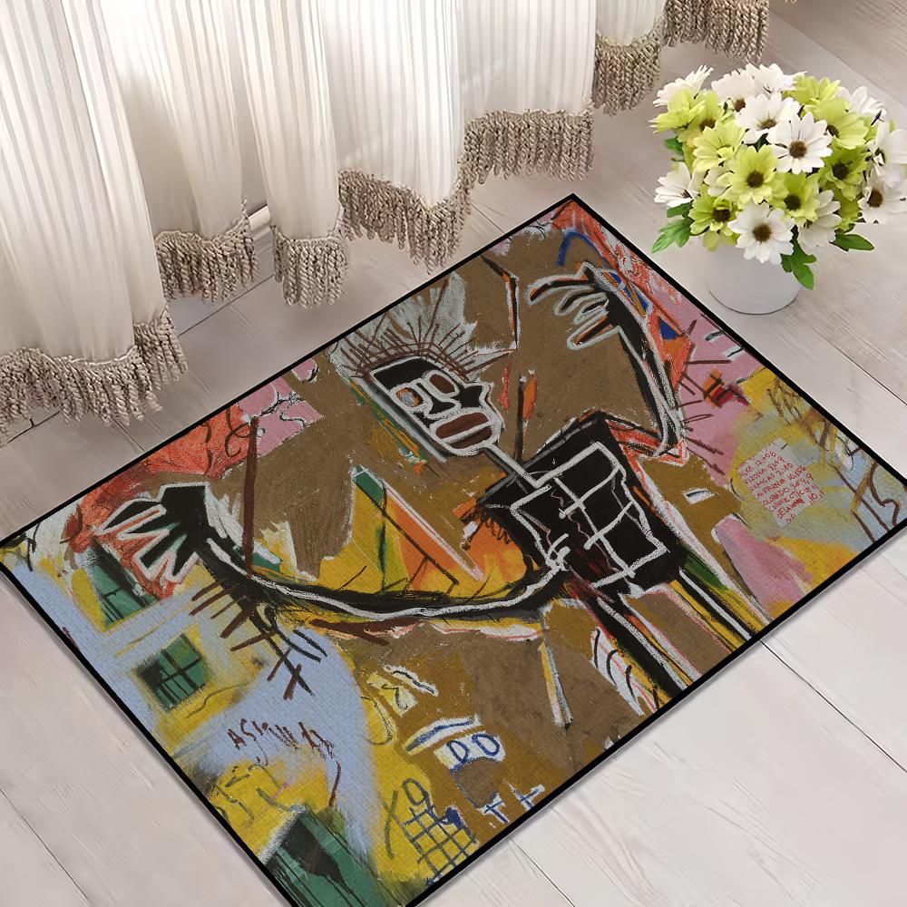 

Door Mat J-Jean-Michel Art For Living Room Bedside Decoration Bed Floor Bath Kitchen B-Basquiats Entrance Carpet Large Rug SJR40x60CM