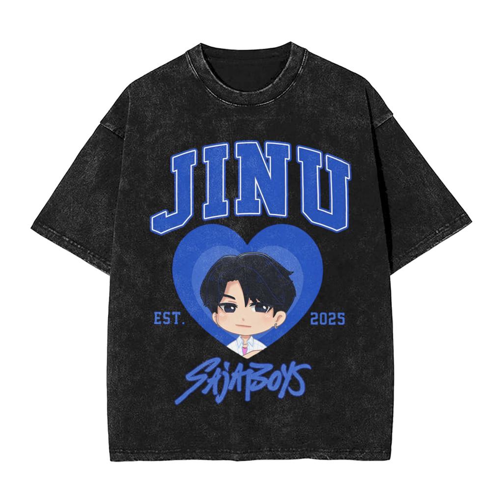 K-Pop Demon Hunters Washed T-Shirt Man Derpy Tiger Casual T-Shirts Summer Breathable Trendy Tee Shirt Design Clothes