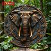 Metal Wall Art Elephant Decor Round Aluminum Sign Home Office Gift