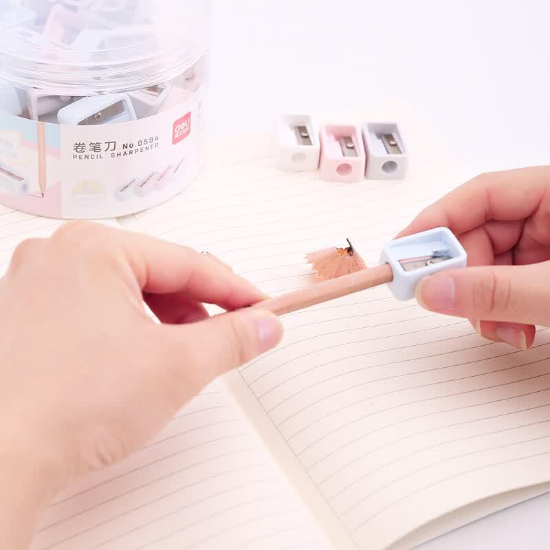 Deli Manual Pencil Sharpeners, 48-Pack Mixed Colors