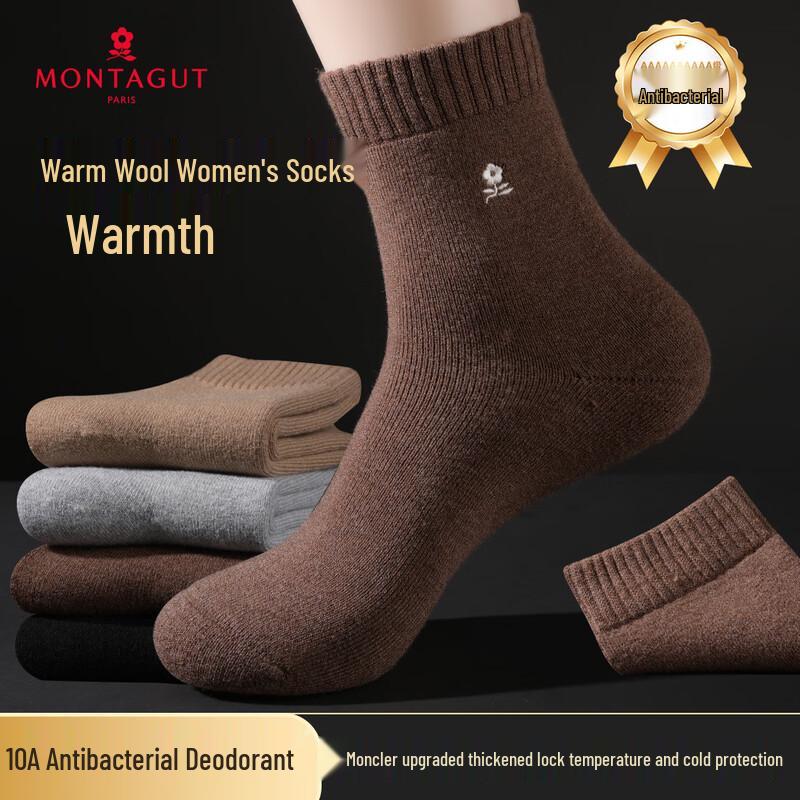 Mengtejiao Women s Thermal Wool Blend Mid-Calf Socks One Size