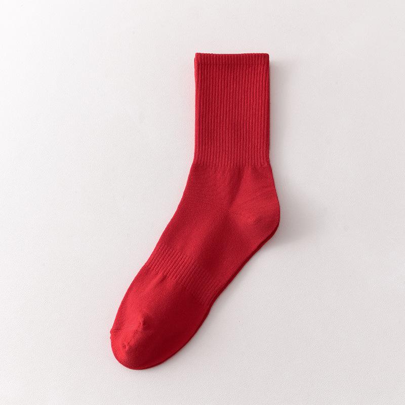 Red Socks, Same Style for Both Men and Women, Mid-length Socks for Autumn and Winter, New Year Socks, Wedding Couple Pair of Red Socks