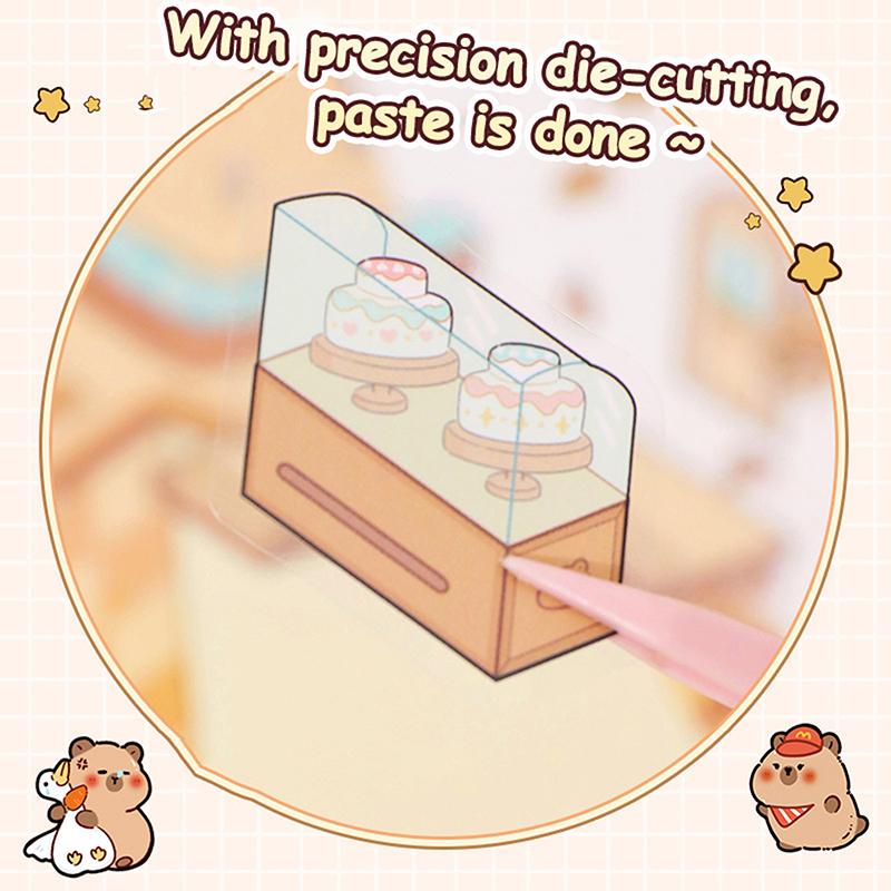 Cute Capybara 3D Landscape Stickers Collection Book Album Cartoon Miniature Scene Diy Toy Game Birthday Gifts