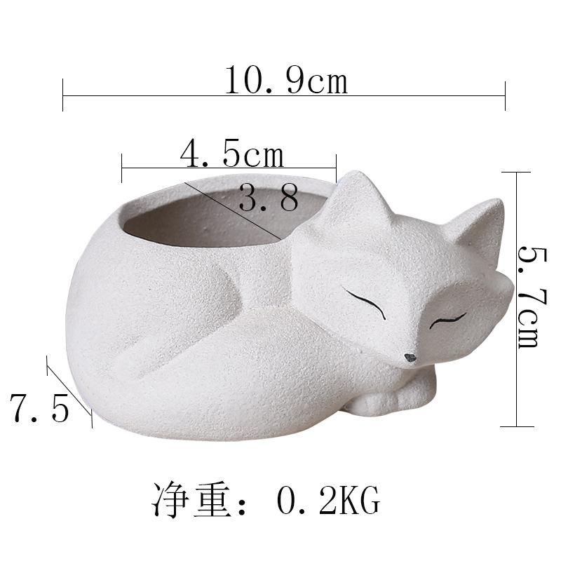 New Cartoon Succulent Ceramic Flower Pot Desktop Creative Cute Fox Animal Pot Decorative Small Ornament does not contain plants