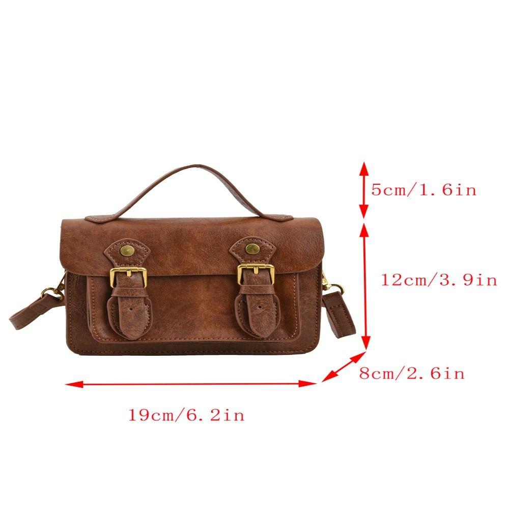 Estilo Universitario Retro Bolso Cambridge Bolso de Hombro de Cuero PU Bolso Cruzado Simple Streetwear