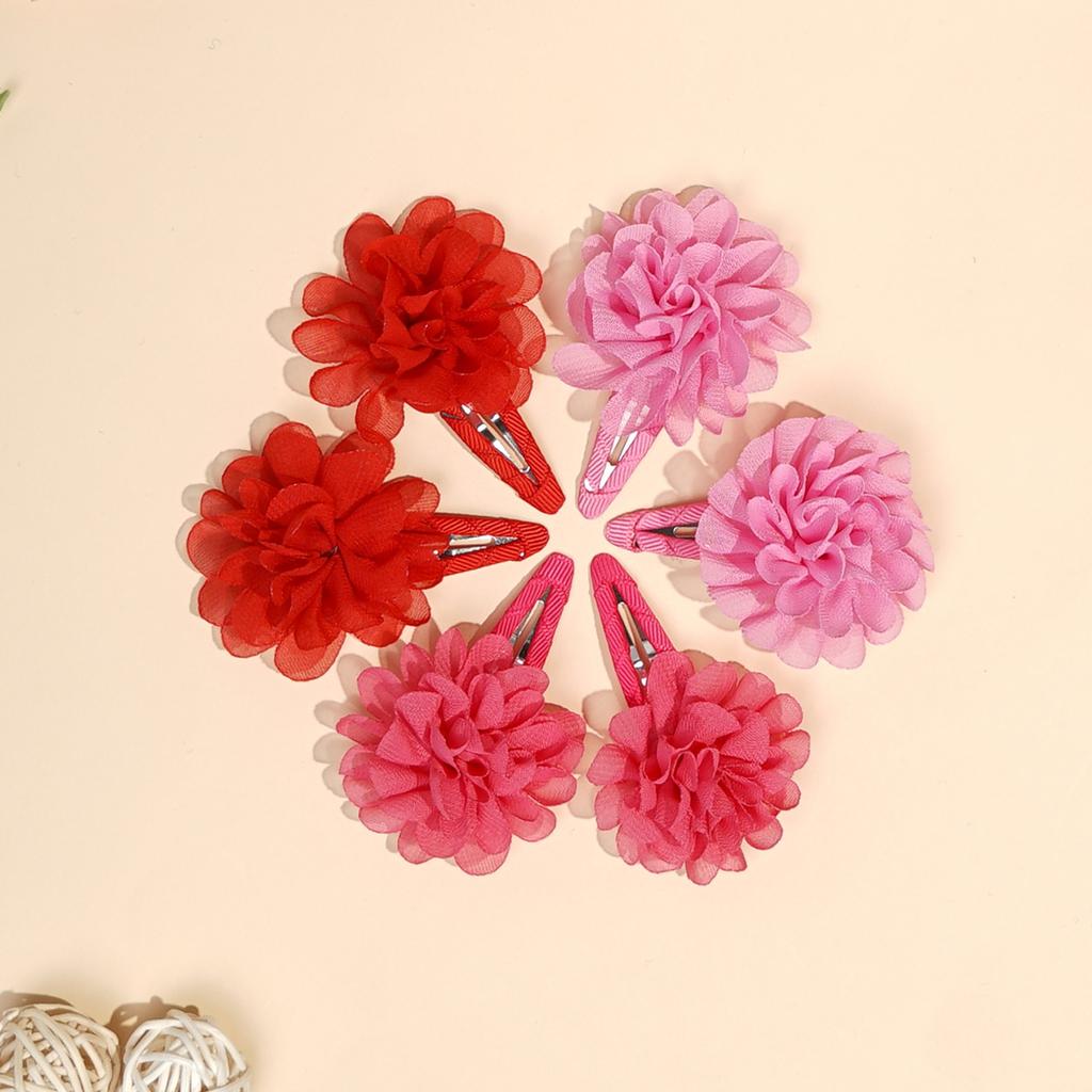 6Pcs Cute Chiffon Flower Slip Bangs Hair Clip, Princess Hair Accessory, Suitable for Girls Daily Use, Ideal Choice As a Gift