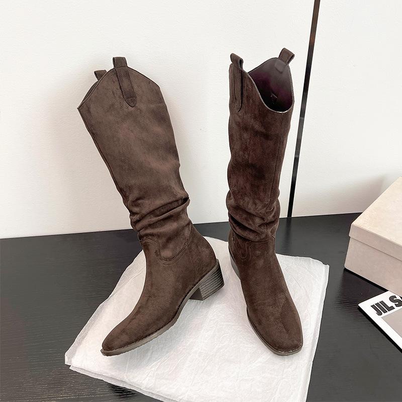 Women's Boots 2026 Autumn/Winter New Mid Length Long Boots Coarse Heel Women's Boots Pile Knight Boots