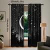 2Pcs Polyester Starry Night Moon Printing Window Curtains Birthday Party Decoration Backdrop Drapes for Living Room