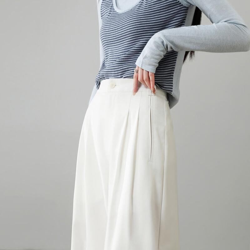 Pleated Waist Straight-Leg Casual Pants