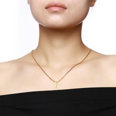 Religious Fashion Female Cross Necklace For Women Gold Silver Color Stainless Steel Small Cross Pendant Jewelry Gift