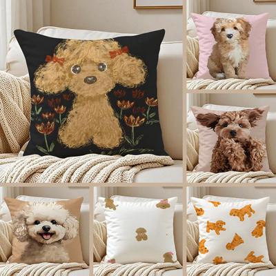 Cane barboncino Toy carino e adorabile animali Copricuscino Federa Antiacaro Cerniera Invisibile Peluche Corto Cuscino per Divano
