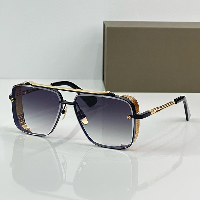 Men's Luxury Black Gold Diamond Cut Pilot Sunglasses Limited Edition Top Quality Hand Craft Double Bridge Alloy Solar Glasses
