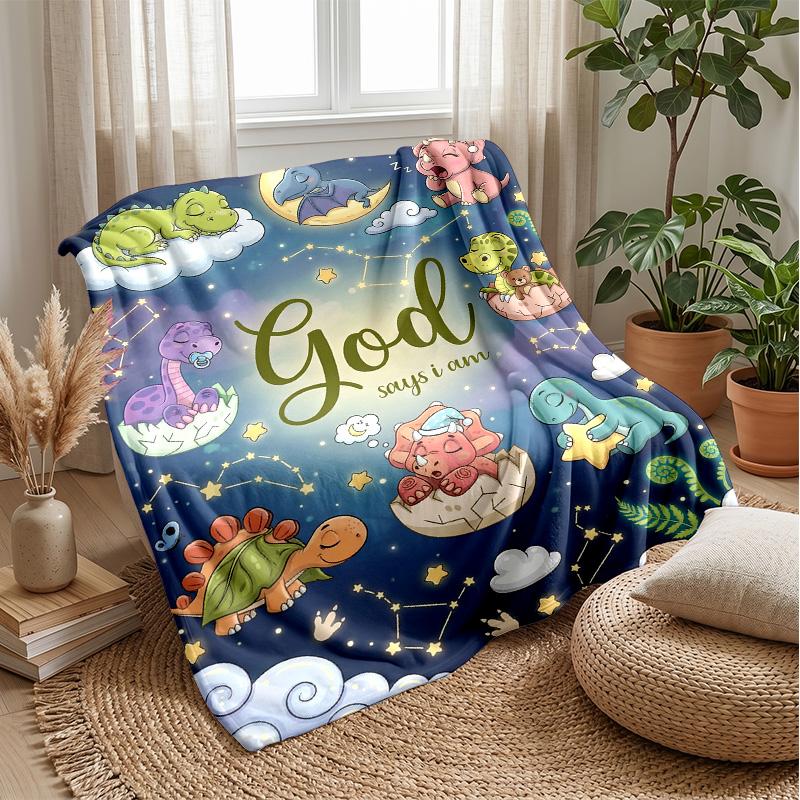 

Dinosaur in the Forest blanket Personalized Name Flannel Blanket Soft Cozy Plush Throw for Sofa Bed Lightweight Home Decor 75x90cm