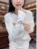Elegant Korean Style Stand Collar Heart Print Fleece Top - Warm and Tummy Covering for Autumn/Winter