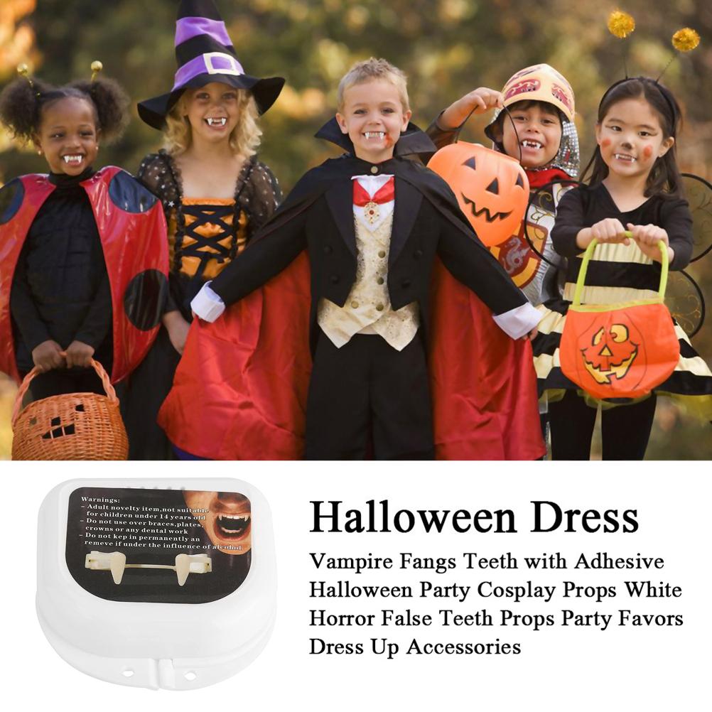 Halloweenské zuby zatahovací silikonové tesáky protézy Cosplay rekvizity