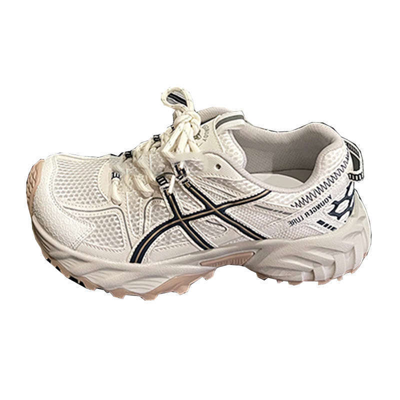 Popular mesh dad shoes women 2025 new autumn breathable fashion versatile round head lace-up hiking shoes Forrest Gump shoes