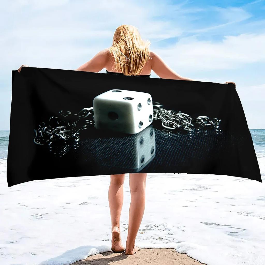 Dice Print Oversized Beach Towels,Super Absorbent Sand Free Thick Microfiber Beach Towel ,Cute Tropical Palm Leaf Beach Towels