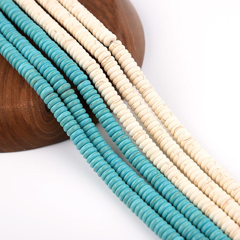 1 Strand Natural Stone Spacer Beads Flat Round Turquoise Bead Loose Beads for Jewelry Making DIY Bracelet Necklaces Accessories