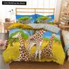Federa per piumino a forma di giraffa cartone animato King Queen Animali Tropicali Set Biancheria da letto per Bambini Ragazzi Ragazze Adorabile Fauna Selvatica Poliestere Copripiumino