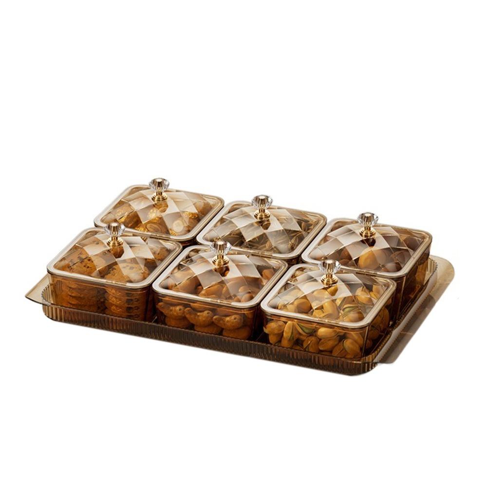 Dustproof Fruit Plate Partition Platter 2/4/6 Grids Snack Dessert Tray  Living Room