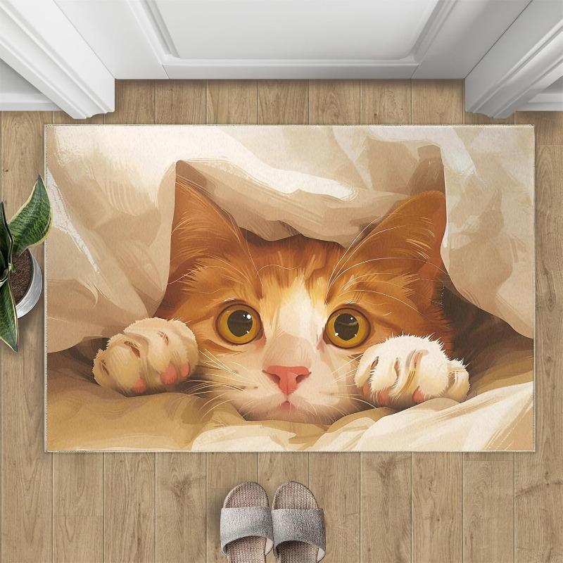 Tappetino per porta cane carino Cucciolo che sbircia da un buco Tappetino morbido antiscivolo Decorazione per la casa con animale dolce Tappeto per ingresso per corridoio
