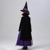 New Children's Girls Halloween Purple Witch Dress Hat Set Cosplay Costume
