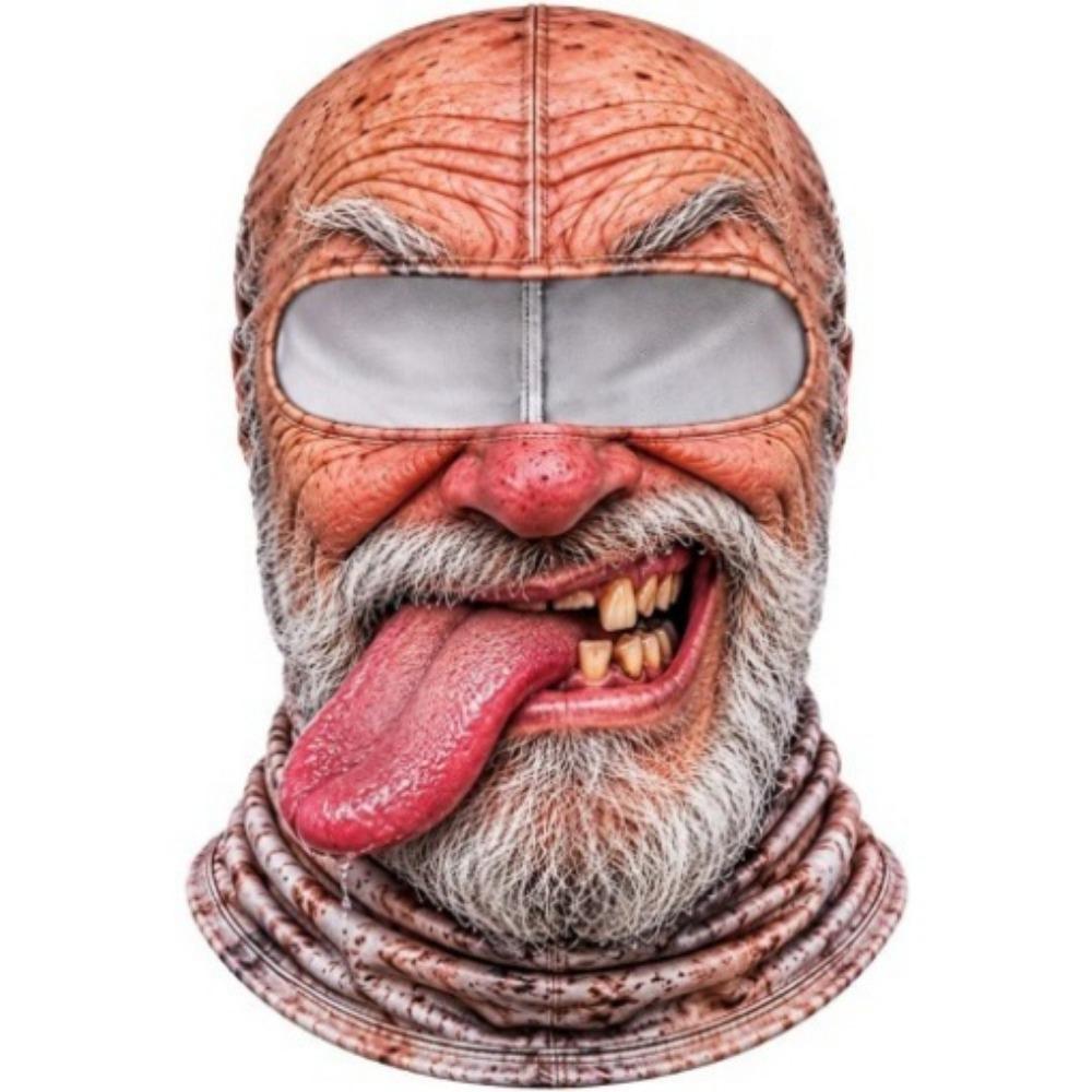 Soft Lightweight Fabric Funny Face Balaclava Breathability Realistic Printed Ski Mask Cycling