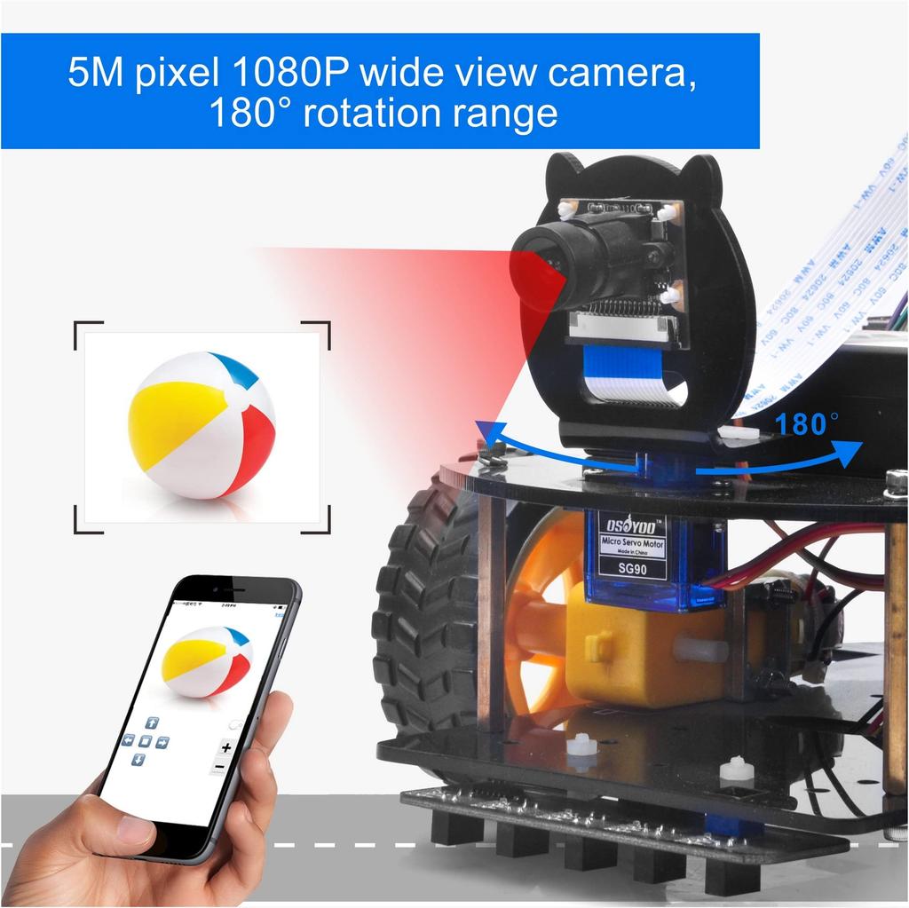 OSOYOO Robot Car Smart Compatible with Raspberry Pi and DIY Smart Kit for STEM Learns Python Programming for Middle School Students and Includes Line