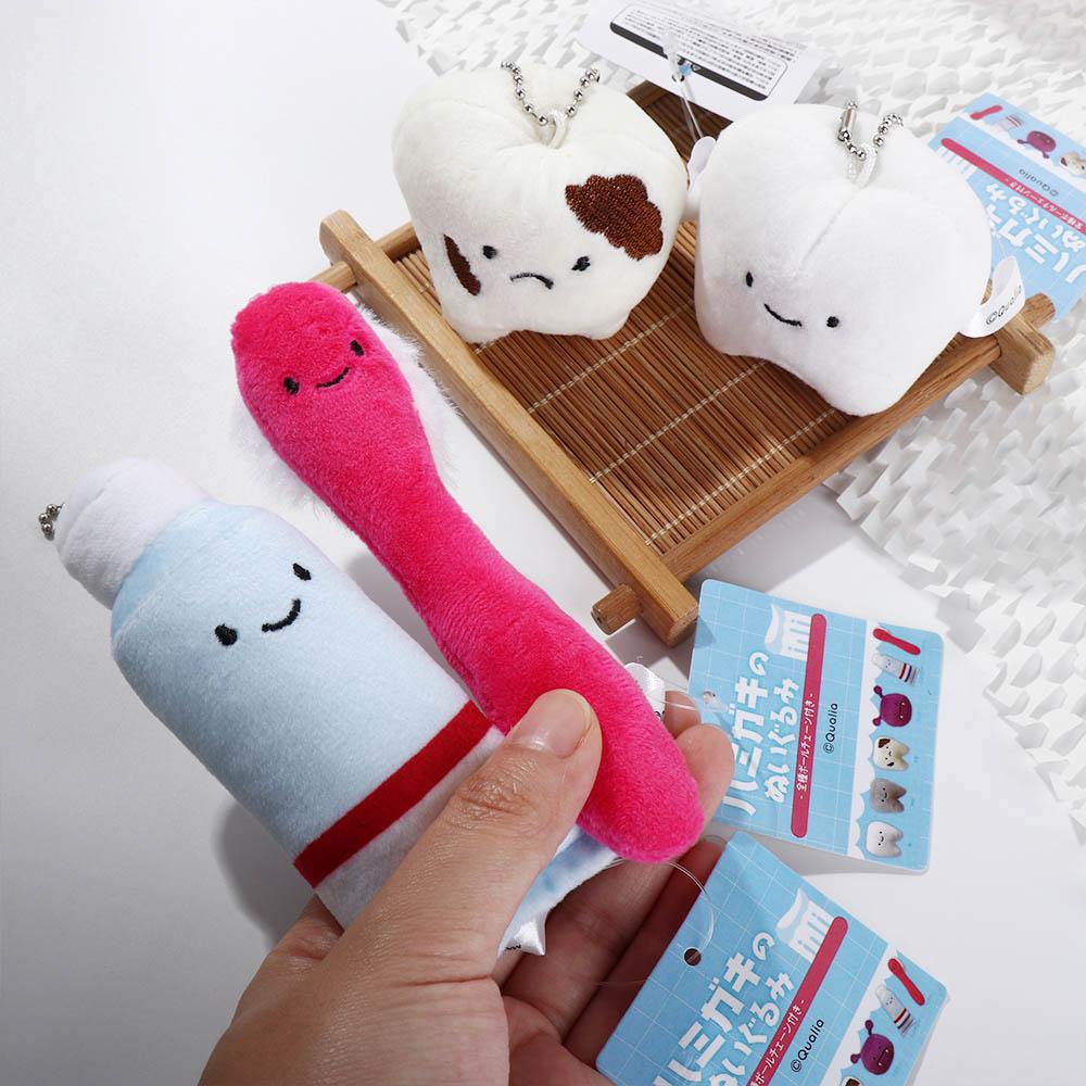 Soft Care for Teeth Pendant Cartoon Teeth Plush Keychain Creative Dental Gift