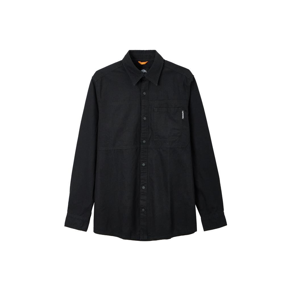Timberland Solid Color Outdoor Casual Work Shirt Long Sleeve Men Shirts Black A2AC4-001
