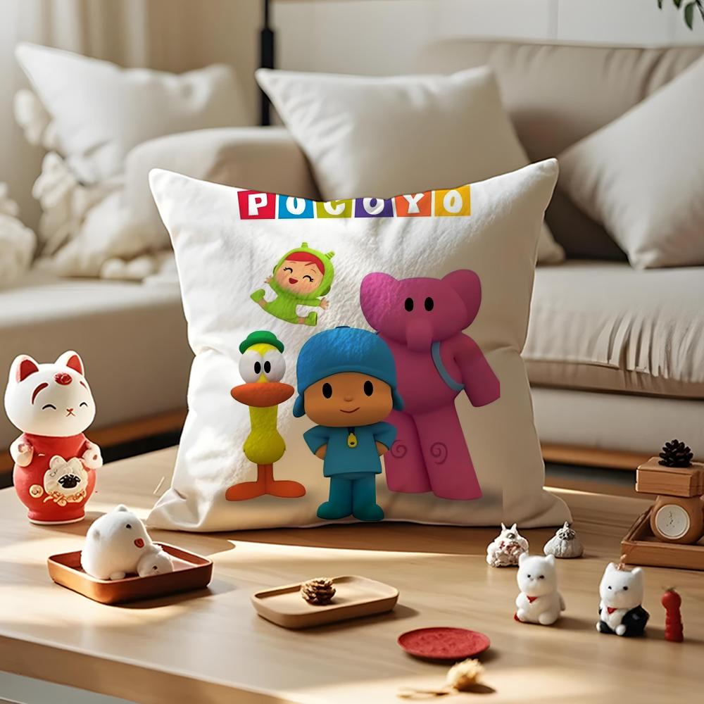 Happy Birthday B-Boy-Girl-Pocoyo Kissenbezug Seidiger Kurzer Plüsch Versteckter Reißverschluss Staubdicht Sofakissenbezug Für Heimdekoration