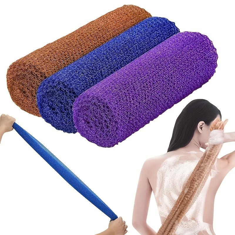 3pcs, African Net Long Shower Sponge,Body Exfoliation, Body Scrubbing, Back Scrubbing, Smooth Light Beige Stretching Up To 66 Inches