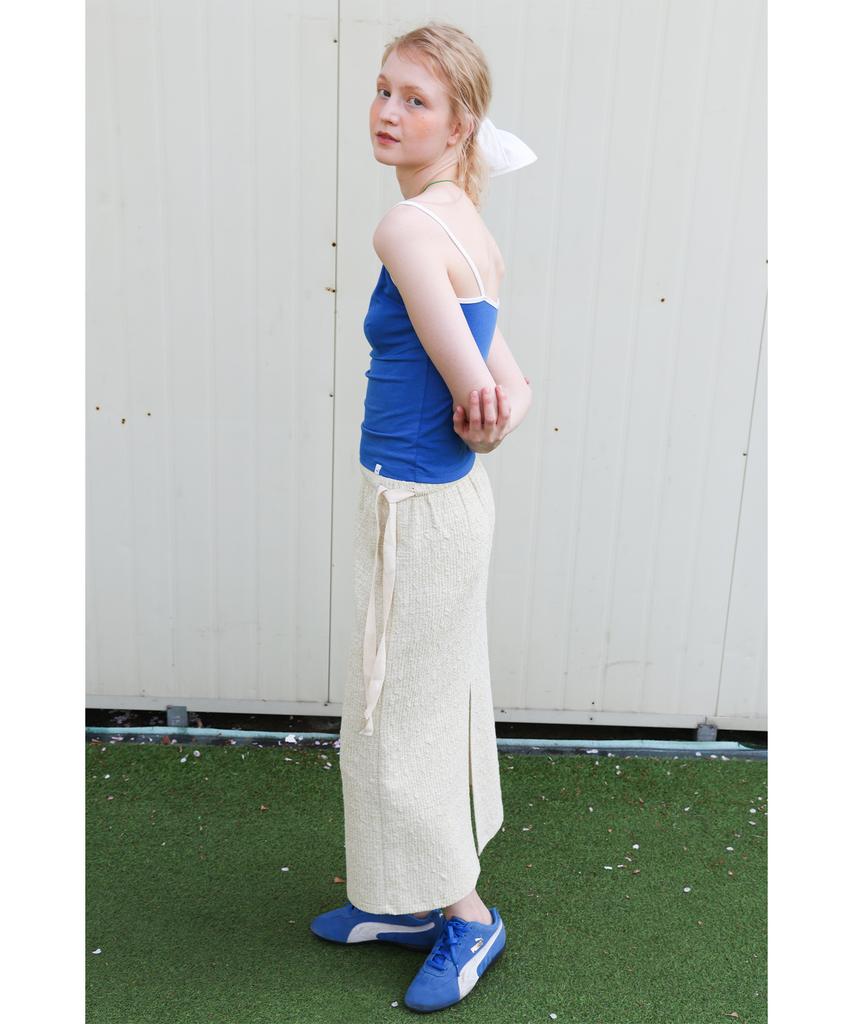 Forev Melange Knit Long Skirt - Sage Green