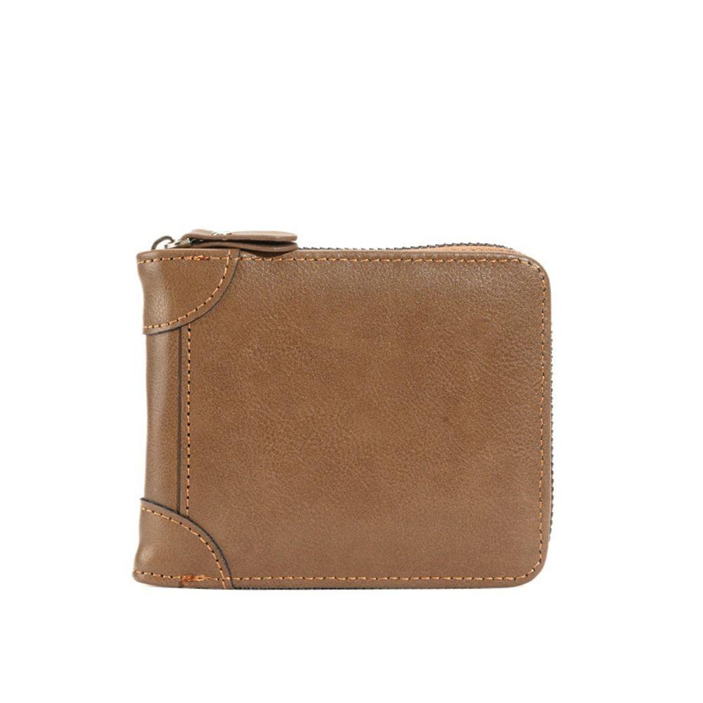 PU Leather Men Short Wallet with Zipper Men Coin Purses Elegant Men Card Holder  Men