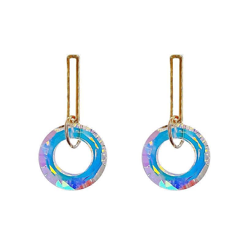 

Весенне-летние серьги-кольца с кристальным градиентом: Женские модные переливающиеся серьги-подвески золотой