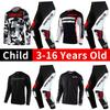 Set echipament motocross pentru copii Kituri Tricou Pantaloni Tineret copil verde Motocicletă negru 3 4 5 6 7 8 9 10 ani Costum off-road albastru portocaliu Enduro cross băiat fată