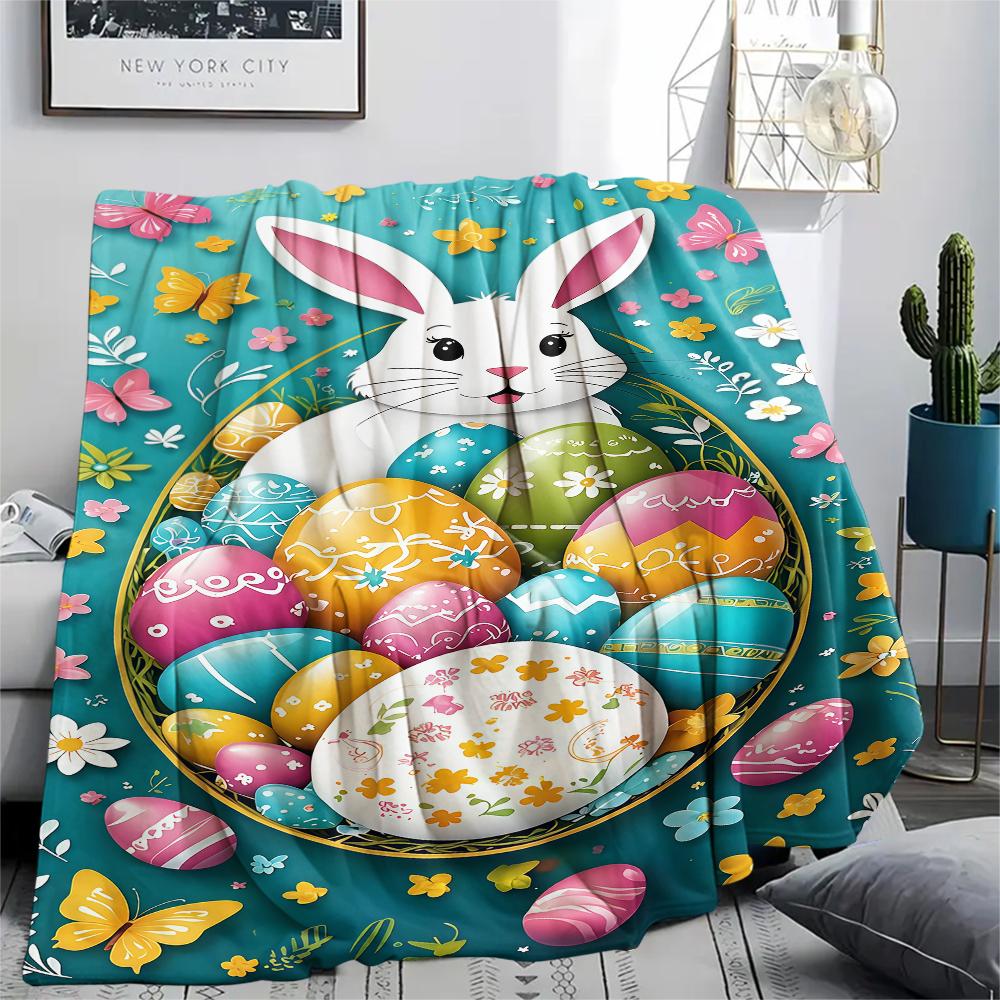 Easter Egg Print Flannel Blanket,High Quality Comfortable for All Seasons,Home Decor,Warmth and Comfort,Perfect for Christmas Gifts