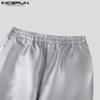 INCERUN Herren Elastische Hohe Taille Glitzer Lange Hose Lässige Gerade Hose