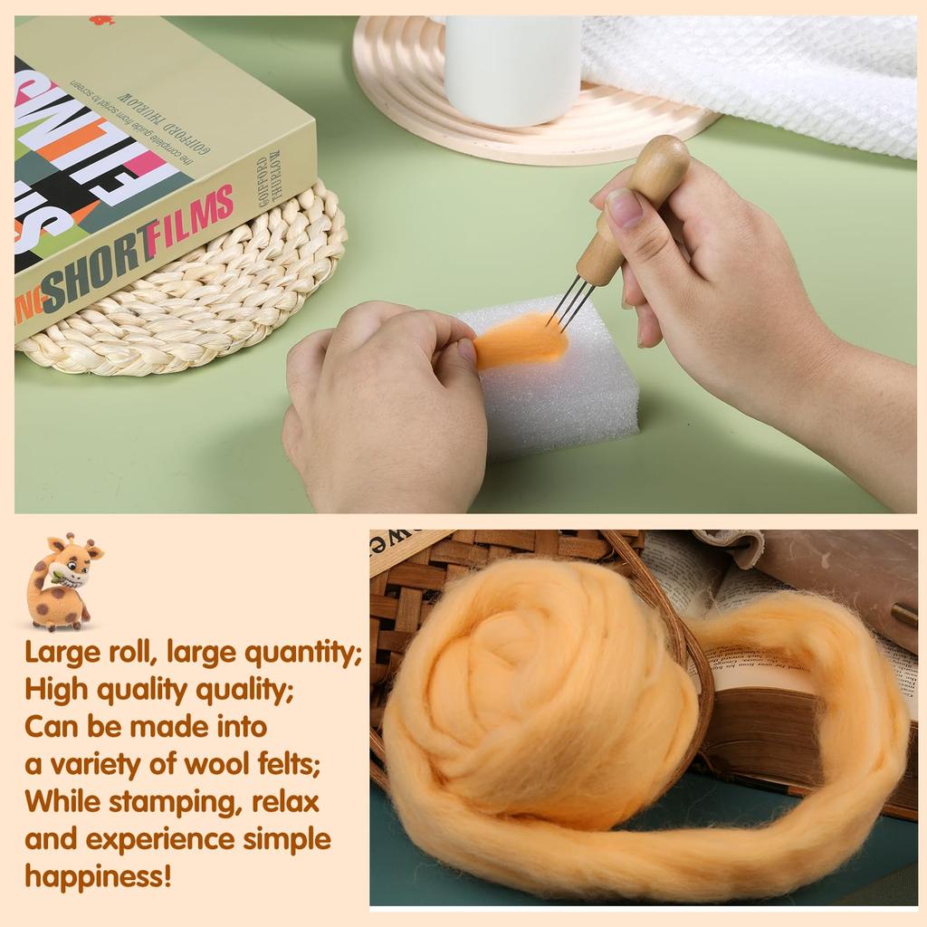 Fenrry 100g Yün Roving İplik Elyaf Roving Yün Üstü Yün Keçe Malzemeleri Saf Yün Kalın İplik Eğirme Kendin Yap El Eğirmesi için