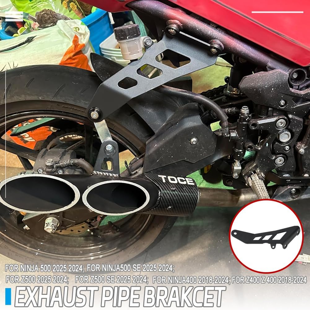 Motorcycle Exhaust Hanger Bracket Compatible with Ninja 400 Ninja400 Z400 2018-2023 2024 2025 Ninja 500 SE Z500 Aluminum Exhaust Pipe Muffler Pipe