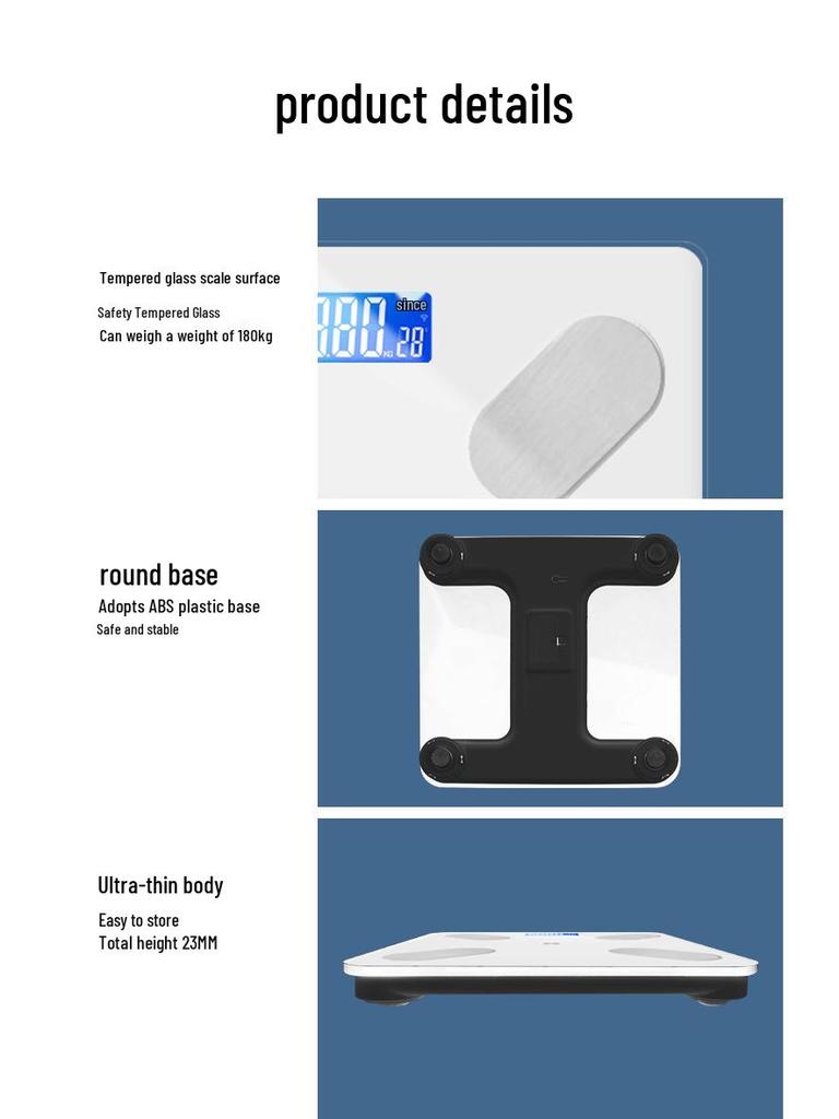 Bluetooth Rechargeable Smart Body Scale for Women - High-Precision, Connects to Phone