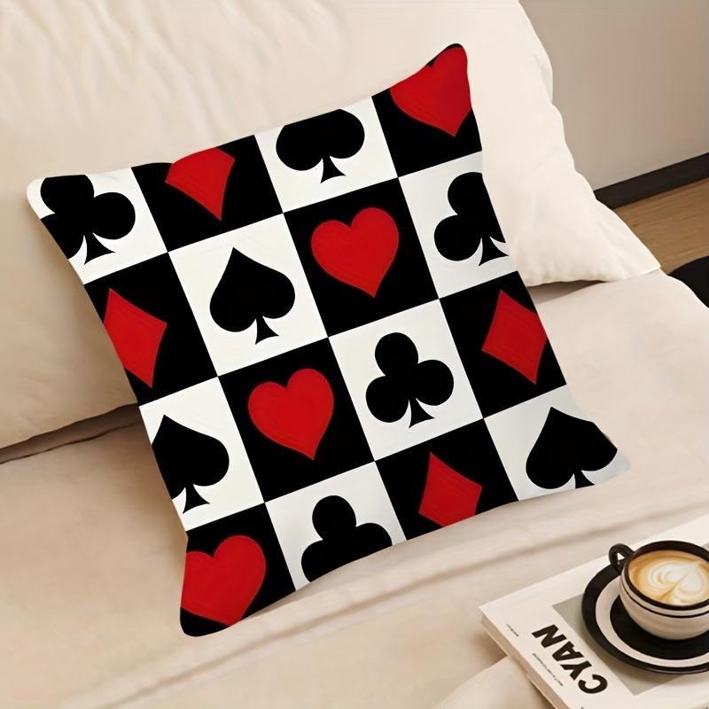 1 MEMNUN Modern Poker Themed Pillow Cover for Game Rooms and Living Rooms - Single-sided Printed Cushion Cover with Poker Card Combination