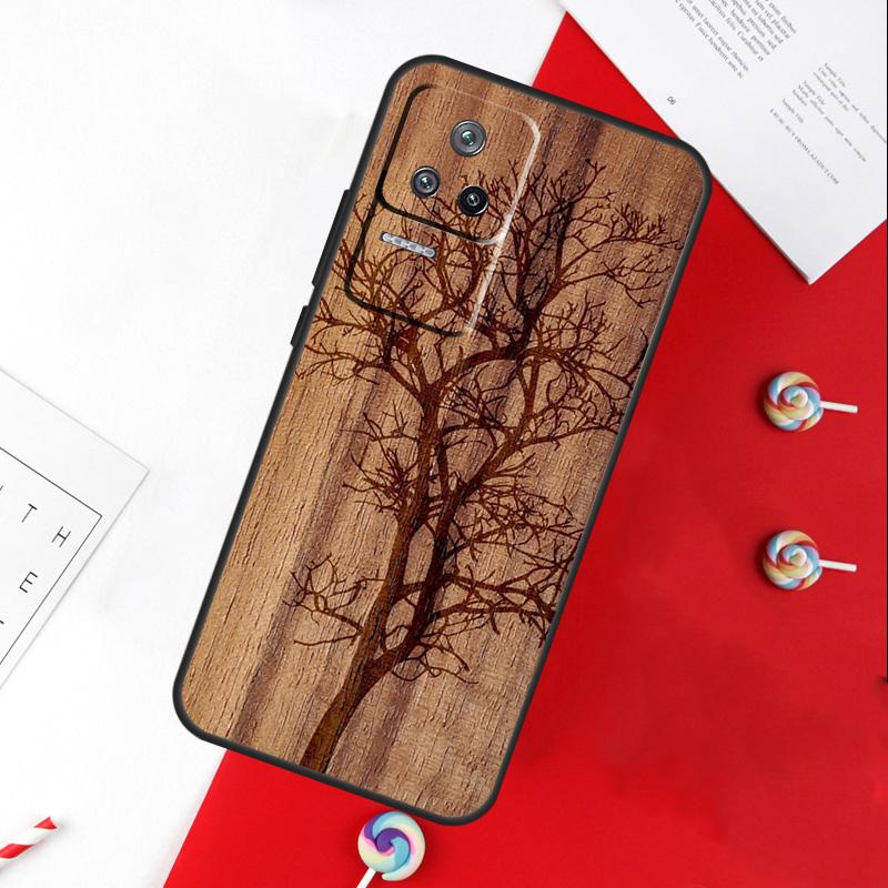 Tree Flower Bamboo Wood Cover For Xiaomi 11T 12T 13T 14T Pro 13 14 15 Ultra POCO X7 Pro X3 X5 X6 F5 F6 M6 Pro Case