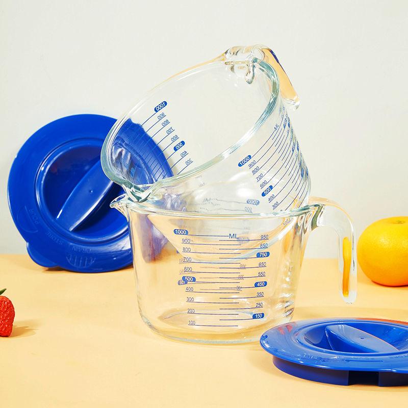 1000ml Glass with Lid, Graduated Measuring Cup, Microwave Heating, Heat-resistant Baking Cup, Household Large Capacity