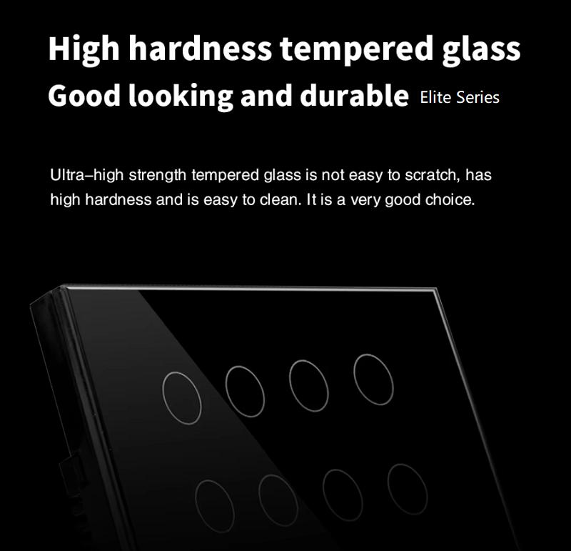 WiFi Smart Wall Switch V0 Fireproof Glass Panel Tuya App Works with Alexa Voice Control 6 Buttons 8 Switch 10 Gang Light Switch