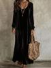 Elegant 2026 European & American Velvet Long-Sleeve Dress for Women