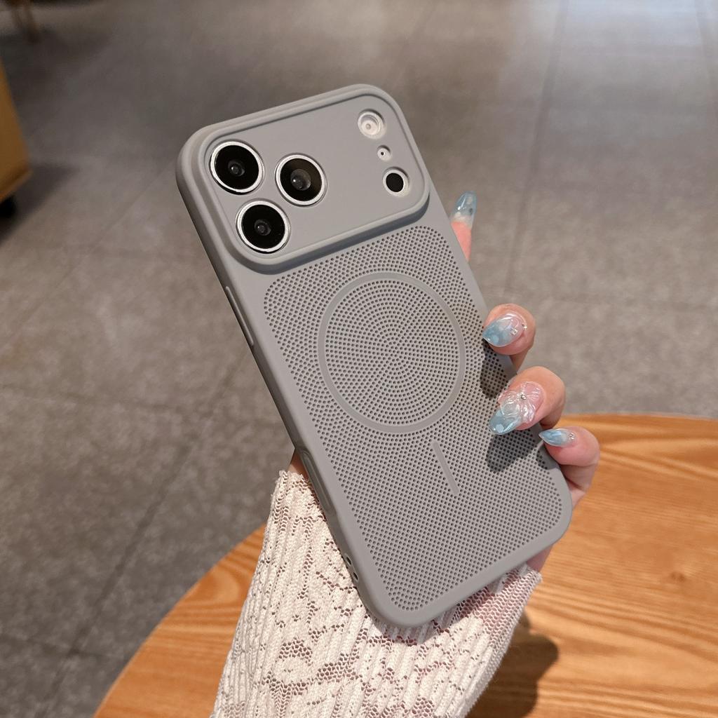Luxury Heat Dissipation Mesh Soft TPU Case For iPhone 18 17 16 15 14 13 Pro Max Plus Lens Large Window Breathable Cover